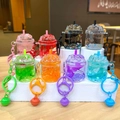 Luminous iceberg fluid sand keychain pendants in eight vibrant colors on display - Multicolor Metal Mixed Luminous Dried Flower Iceberg Cup