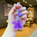 Portachiavi in acrilico viola a forma di ciliegio con perline luminose e glitter - Stile Chiusura a Moschettone / Viola