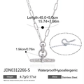Elegant stainless steel T-bar pendant necklace with sparkly rhinestones in silver finish - Silver Paperclip Chain Pave Rhinestone T-Bar Necklace (JDN0312266-S)