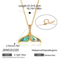 Nahaufnahme einer Halskette mit Walflossen-Anhänger, Abalone-Muschel-Inlay und Edelstahlkette - Walschwanz-Form Stil (JDN0101329)