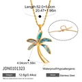 Detaillierte Halskette mit Palmenanhänger aus Perlmutt in goldfarbenem Edelstahl - Kokospalme-Form Stil (JDN0101323)