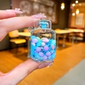 Luminous snowflake gas tank keychain with colorful beads and flowing glitter liquid - Snowflake Gas Tank / Blue Without Buckle