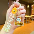 Detail showing creative lucky cat keychain with golden sequins and yellow strap - Wealth Style (Gradient Rope)