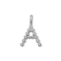 Elegant silver alphabet letter A pendant with sparkling zircon stones for DIY necklace - Letter A (ZP50399) / Steel