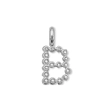 Silver-toned letter B pendant charm encrusted with clear cubic zirconia stones - Letter B (ZP50399) / Steel