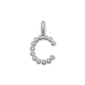 Elegante ciondolo a lettera C color argento con brillanti pietre di zirconia cubica - Lettera C (ZP50399) / Colore acciaio