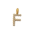 Pendente lettera F placcato oro con pietre di zircone cubico per collana fai da te - Lettera F (ZP50399) / Oro 14K