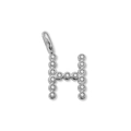 Elegante pendaglio lettera H in argento con zirconi per la creazione di gioielli fai-da-te - Lettera H (ZP50399) / Colore acciaio