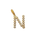 Elegante ciondolo con lettera N placcato in oro e zirconi bianchi scintillanti - Lettera N (ZP50399) / Oro 14K