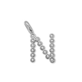 Elegante ciondolo lettera N color argento con pietre di zircone per gioielli fai-da-te - Lettera N (ZP50399) / Colore acciaio