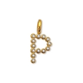 Ciondolo lettera P di lusso placcato oro con zirconi bianchi brillanti per gioielli - Lettera P (ZP50399) / Oro 14K
