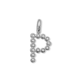 Elegante ciondolo lettera P in argento lucido con intarsio di zirconi scintillanti - Lettera P (ZP50399) / Colore acciaio