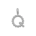 Elegante ciondolo a lettera Q in argento con pietre di zircone rotonde e lucide - Lettera Q (ZP50399) / Colore acciaio