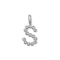 Elegante ciondolo lettera S in zirconia con finitura argento brillante per gioielli - Lettera S (ZP50399) / Colore acciaio