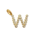 Elegante ciondolo con lettera W placcato in oro e pietre di zircone cubiche brillanti - Lettera W (ZP50399) / Oro 14K