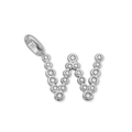 Scintillante ciondolo lettera W in tono argento con pietre di zirconia per gioielli fai da te - Lettera W (ZP50399) / Colore acciaio