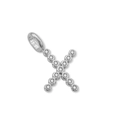 Elegante ciondolo a lettera X color argento con scintillanti pietre di zircone cubico - Lettera X (ZP50399) / Colore acciaio