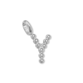 Elegante ciondolo argento lettera Y con zirconi cubici chiari scintillanti per collane - Lettera Y (ZP50399) / Colore acciaio