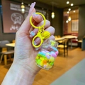 Cute drift bottle keychain with yellow clasp and colorful drifting sugar bean beads - Yellow Gas Tank With Colorful Beads