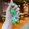 Neon green liquid shaker keychain with acrylic sand bottle and colorful mini beads - Green Gas Tank With Colorful Beads