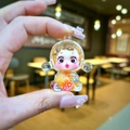 Cute astronaut art toy keychain in transparent resin with orange sequins and space helmet - 1 Piece / Small Luminous Bubble Bead Devil Girl (Orange)