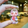Cute space-themed witch keychain with red glitter sand and Chinese style outfit - 1 Piece / Small Luminous Bubble Bead Devil Girl (Red)