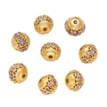 Macro detail of copper hollow flower beads with purple enamel for DIY jewelry - Purple Enamel Floral (Copper Purple Style 24, 1 Piece/Approx. 3g)