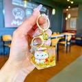 Dettaglio portachiavi cubo gatto portafortuna con glitter dorati in resina lucida - Hardware Tono Oro (Pesce Koi)