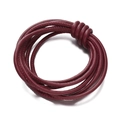 Close-up of wine red braided leather cord showing fine texture and decorative knot detail - Burgundy