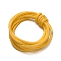 Detail of yellow braided leather cord with intricate knot design and fine stitching - Yellow