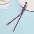 Detail of purple braided drawstring with fixed loop and transparent aglets for bags - Dark Purple