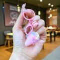 Portachiavi gelato rosa con glitter e campanellino per decorazione borsa e auto - Rosa Perla