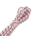 Detailansicht der 5mm pink-schwarzen Polyester-Kordel mit gewebter Textur und Muster - Hellrosa mit Schwarzen Punkten