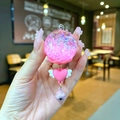 Portachiavi rosa luminoso a carillon con sfera glitterata e ciondolo cuore alato - Senza Portachiavi / Scacciapensieri Luminoso Rosa