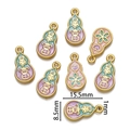 Vue détaillée de pendentifs gourde en émail coloré pour bijoux DIY avec dimensions - Calebasse de Fortune Bleu Violet