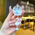Glow-in-the-dark wind chime keychain with white swan charm and colorful sequins ball - No Keychain / White Luminous Bubble Bead Wind Chime