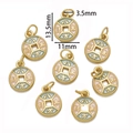 Détail de breloques en forme de pièces dorées avec dimensions pour bijoux DIY - Pièce de Fortune Bleu Blanc