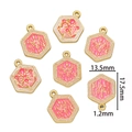 Détails des pendentifs hexagonaux en émail rose avec dimensions 13,5mm par 17,5mm - Écriture Rose