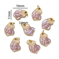 Détails de pendentifs en or sable avec émail rose et caractères chinois pour bijoux DIY - Paix et Joie