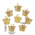 Vue détaillée de pendentifs papillon colorés avec dimensions précises de 11,5 mm x 15 mm - Papillon Double Couche