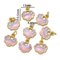 Vue détaillée des pendentifs Ruyi en or avec émail dégradé rose et mesures de taille - Verrou de Nuage de Chance Rose Violet