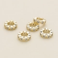 Five gold plated wheel spacer beads with sparkling zircon stones for DIY jewelry making - 1 Piece / 6mm / 14K Gold
