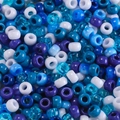 Makroaufnahme blauer und weißer Acryl-Großlochperlen für DIY-Armbänder und Bastelarbeiten - 100 Stück/Packung (ca. 28,5g) / Blau Gemischt