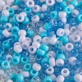 Macro shot of blue and white large-hole acrylic beads for DIY jewelry and crafts - Mixed Light Blue