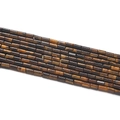 Vue macro de perles en œil de tigre avec des motifs brun doré pour la création de bijoux - 1 Fil (env. 85 perles) / Oeil de Tigre