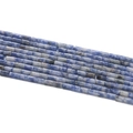 Macro detail of blue and white sodalite cylinder stone beads for DIY jewelry making - 1 Strand (Approx. 85 Beads) / Blue Spot Jasper