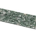 Macro shot of 2x4mm natural green and white stone beads for DIY jewelry making - 1 Strand (Approx. 85 Beads) / Green Spotted Stone