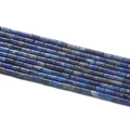 Macro detail of natural blue lapis lazuli tube beads for DIY jewelry making with gold pyrite - 1 Strand (Approx. 85 Beads) / Lapis Lazuli