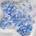 Close-up of mixed acrylic beads in blue and purple tones for DIY jewelry making - 20g per Pack / Blue Series