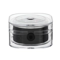 Macro detail of black elastic jewelry cord in a square transparent plastic storage box - 0.5 / Black